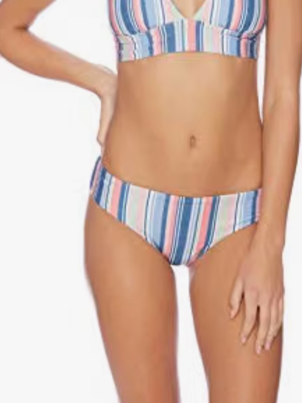 Splendid Women's Reversible Stripes to Floral Retro Swimsuit Bikini Bottom
